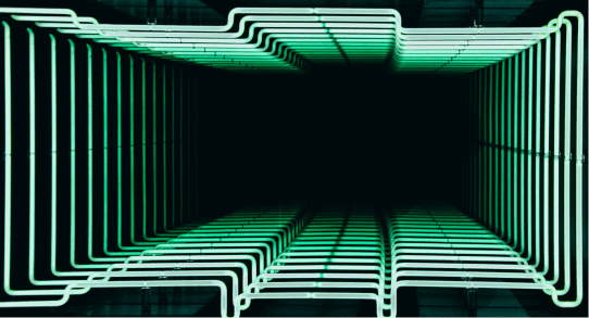 repeating neon green irregular rectangle shape on black background